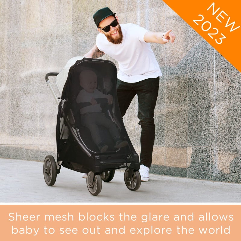 liuliuby Baby Stroller Sun Shade Cover | Stroller Shade Extender for Sun | Canopy Extender with Full Coverage | Universal Baby Sunshade Accessories for Summer | Bug Net Protection Cover Attachment for Outdoor - Image 2